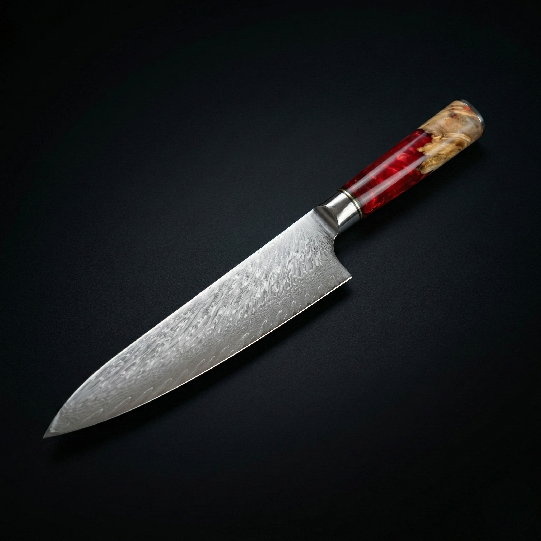 Japans Shinku Santoku-mes van Damascusstaal – 17,6 cm precisieblad