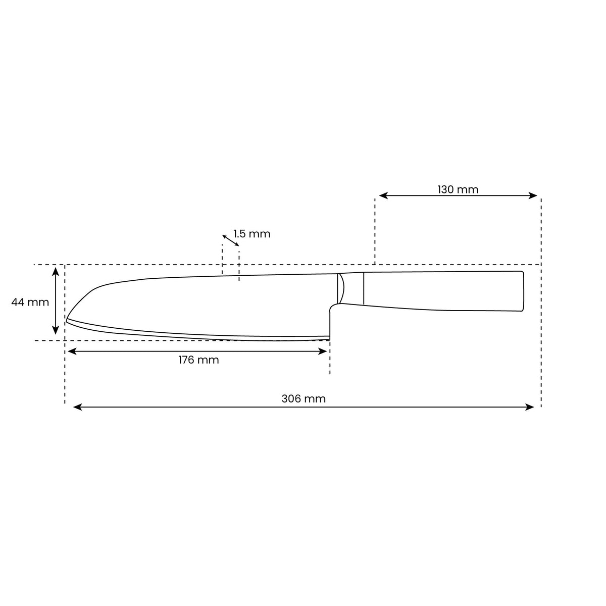 Japans gehamerd santokumes – 18 cm precisiemes