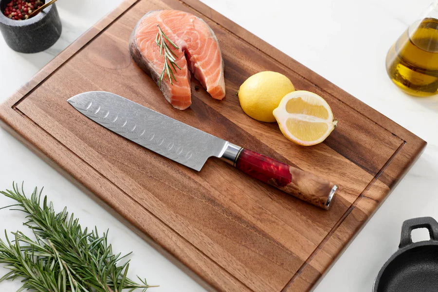 Japans Shinku Santoku-mes van Damascusstaal – 17,6 cm precisieblad