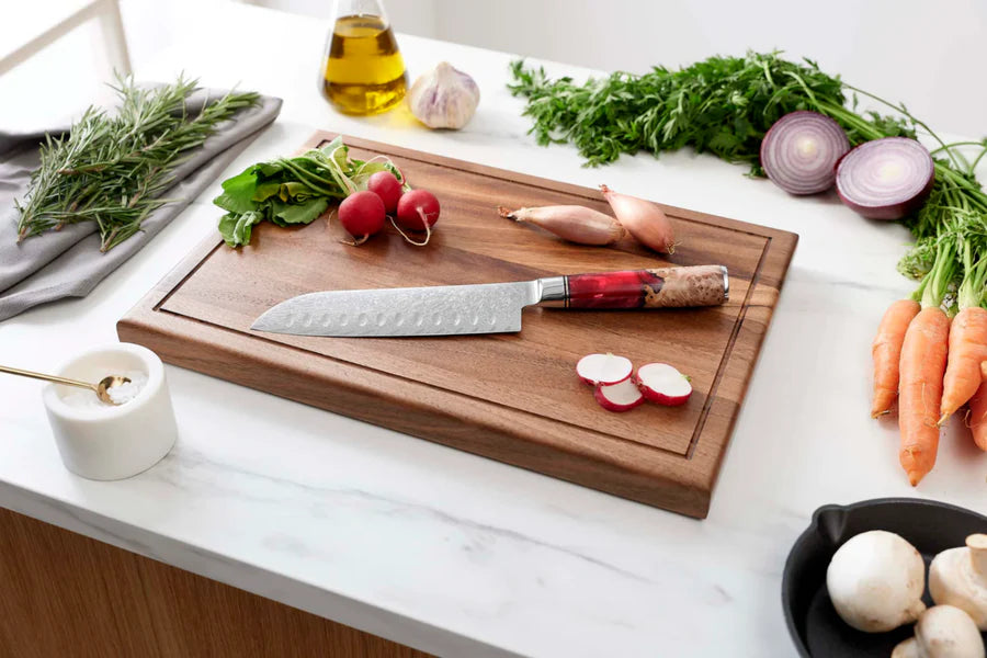 Japans Shinku Santoku-mes van Damascusstaal – 17,6 cm precisieblad