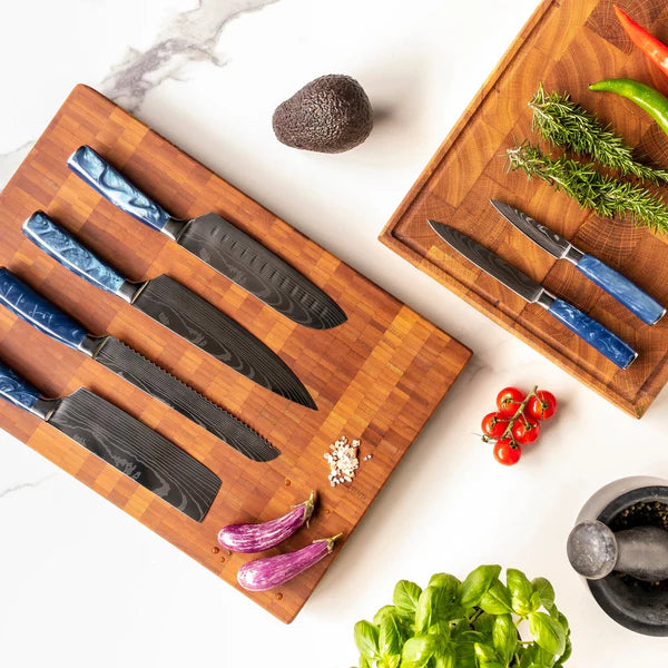 Japanse Damascus messenset – 8-delig, gebalanceerd profiel