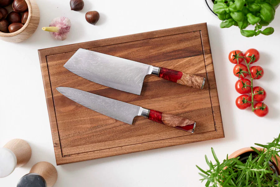 Japanse Damascus Shinku 2-delige Performance Set – Precisiemessen van 19 cm en 20 cm