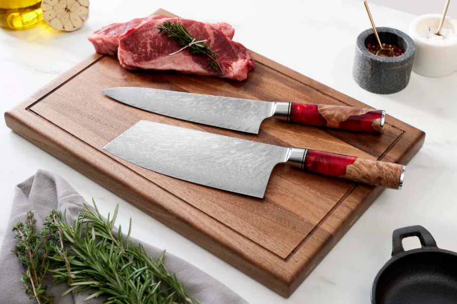 Japanse Damascus Shinku 2-delige Performance Set – Precisiemessen van 19 cm en 20 cm