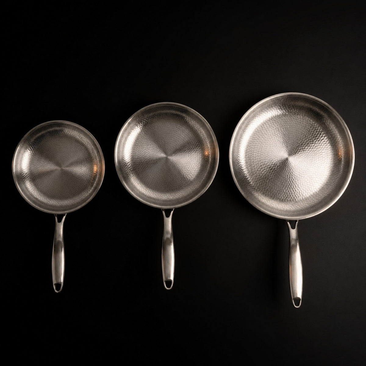 Gehamerde Titanium pannenset – 3-delig