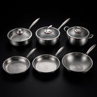 Gehamerde Titanium Keukenset met 3 Deksels (25, 28 & 30 cm)