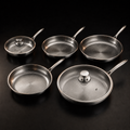 Handgehamerde titanium koekenpannenset met 2 deksels (5 formaten, 20–30 cm)