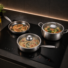 Premium kookset van handgehamerd titanium met 2 deksels (20, 23 en 25 cm)
