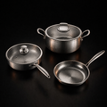 Premium kookset van handgehamerd titanium met 2 deksels (20, 23 en 25 cm)