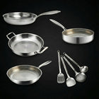 Gehamerde Titanium familieset: 4 pannen & keukengerei