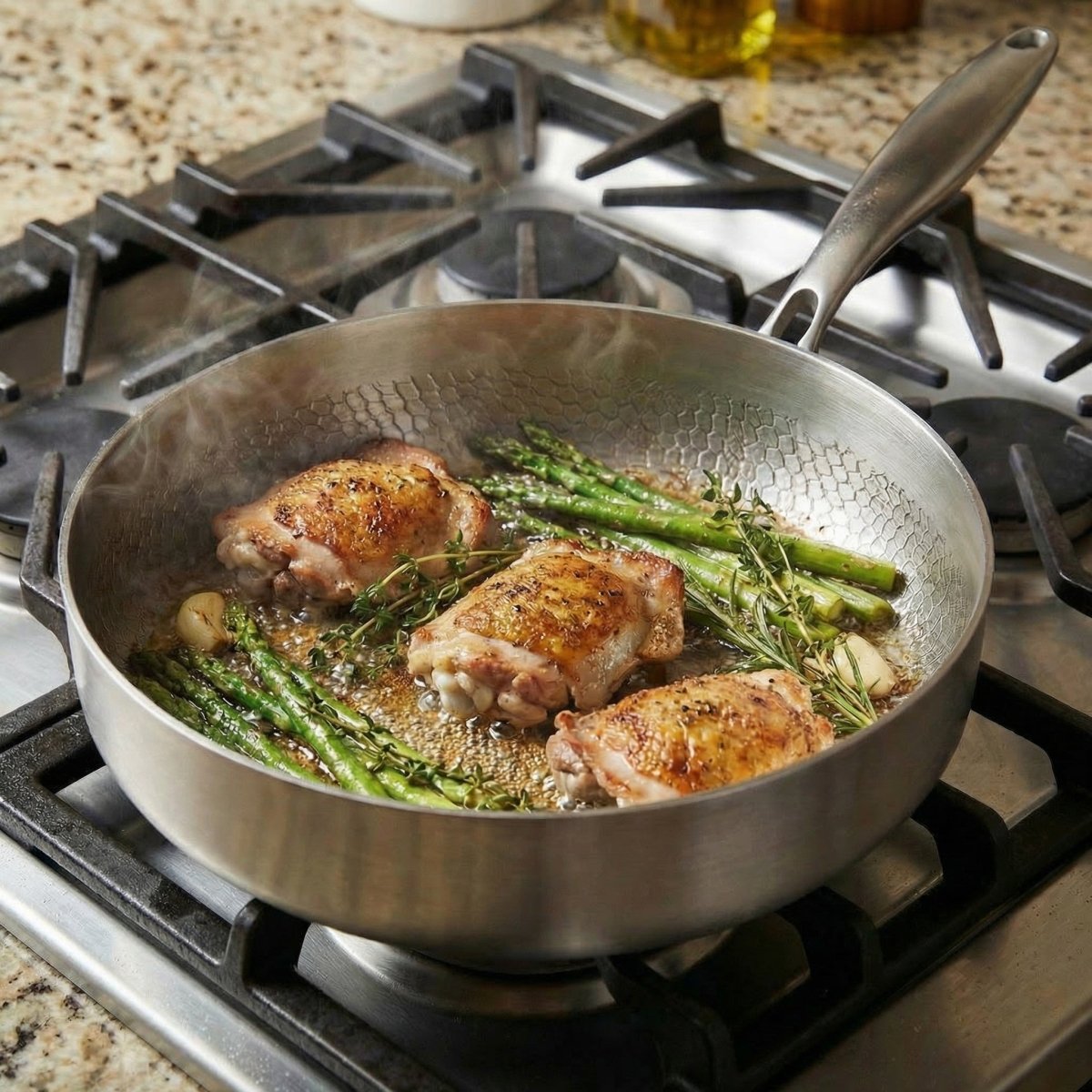 Gehamerde Titanium pan met Hoge Rand