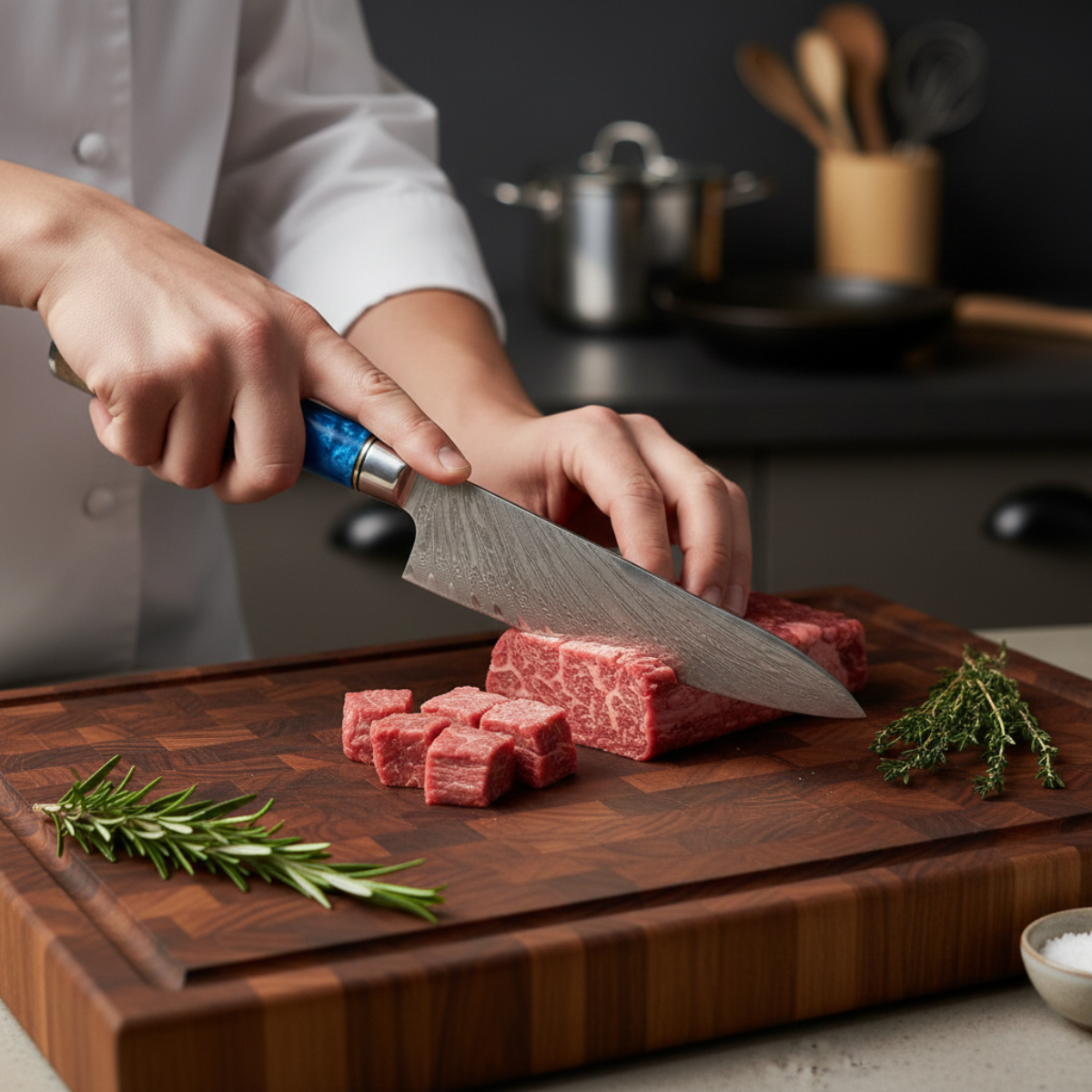 Japanse Gesmede Damascus Chef’s Mes – 7,9 inch (20 cm) Precisieblad